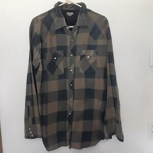Vintage Youngbloods Authentic Western Flannel Size XL Plaid Pearl Snap Shirt